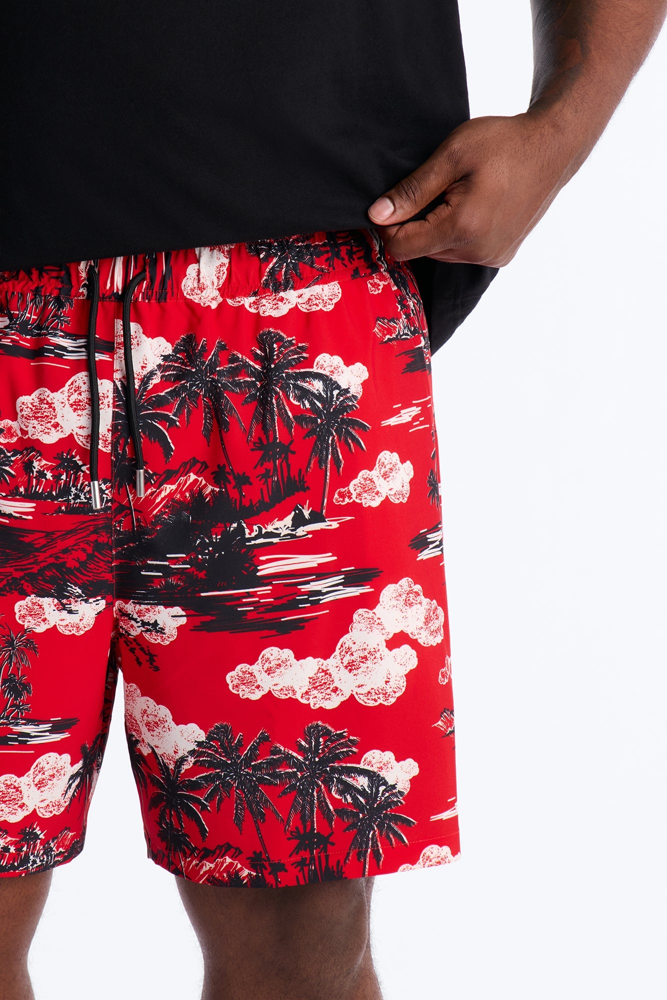Brushed Tropical Oasis Swim Trunk 7″ - Red