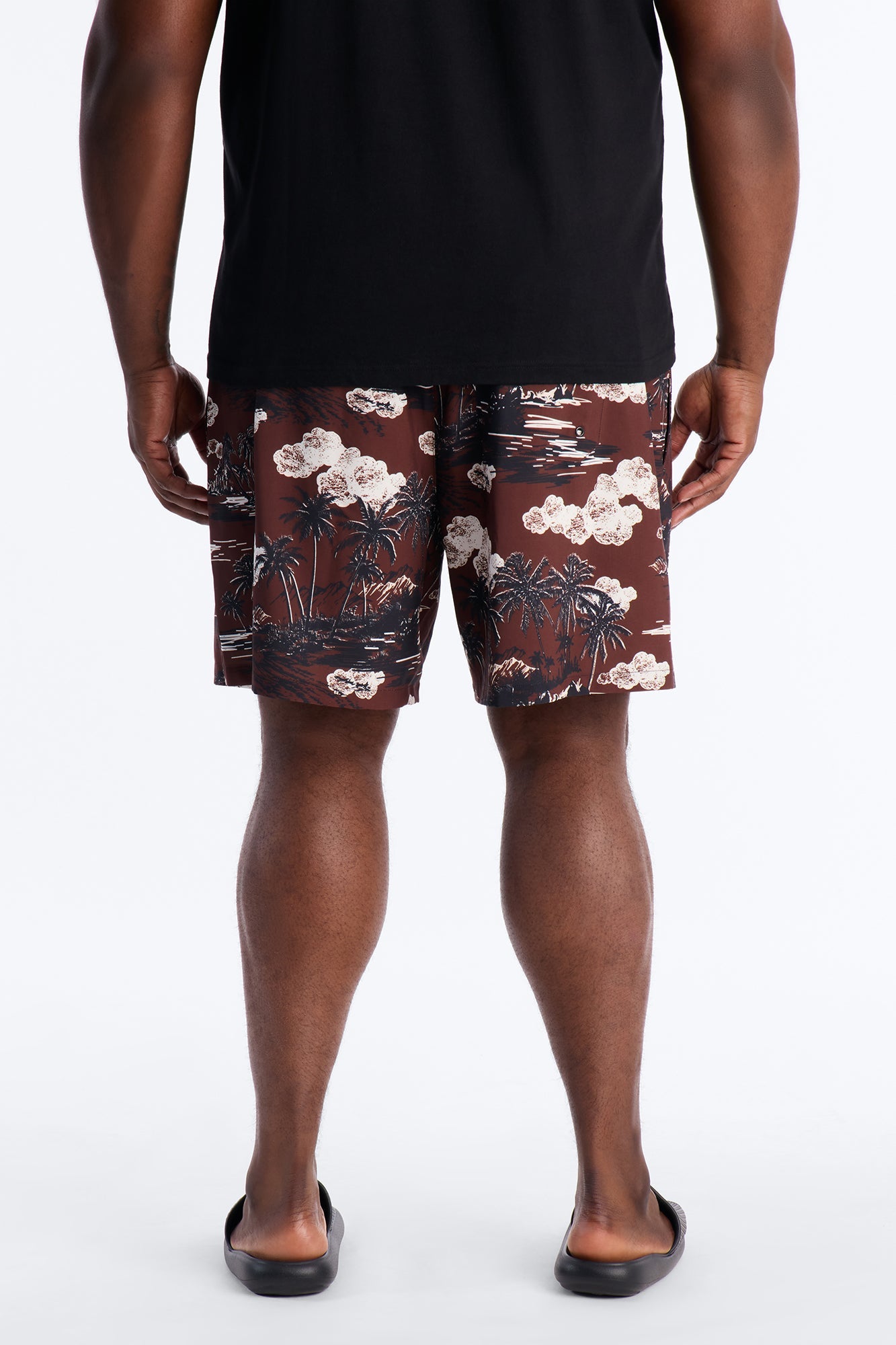 Brushed Tropical Oasis Swim Trunk 7″ - Brown