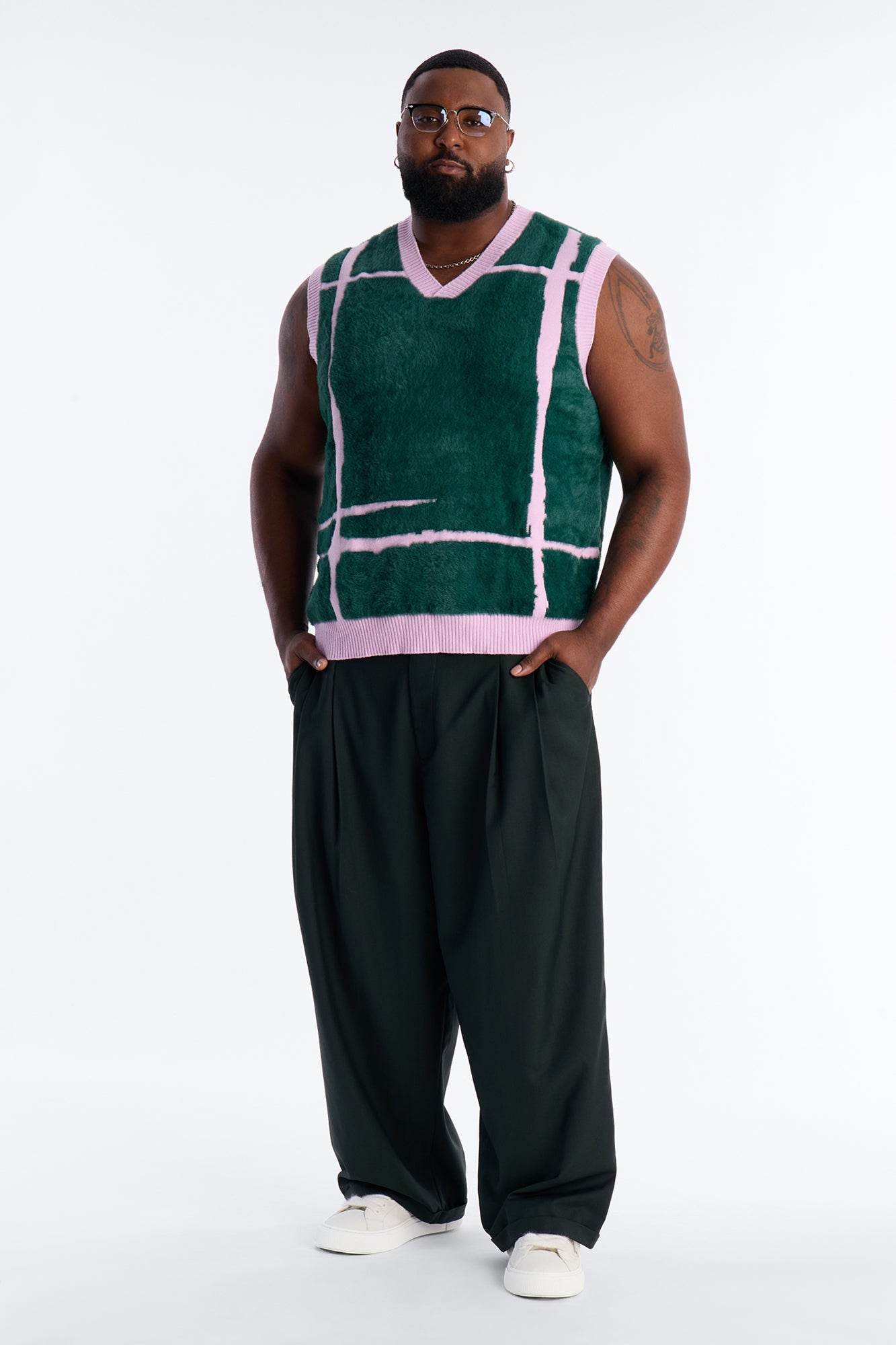 Gridlock Fuzzy Sweater Vest - Purple