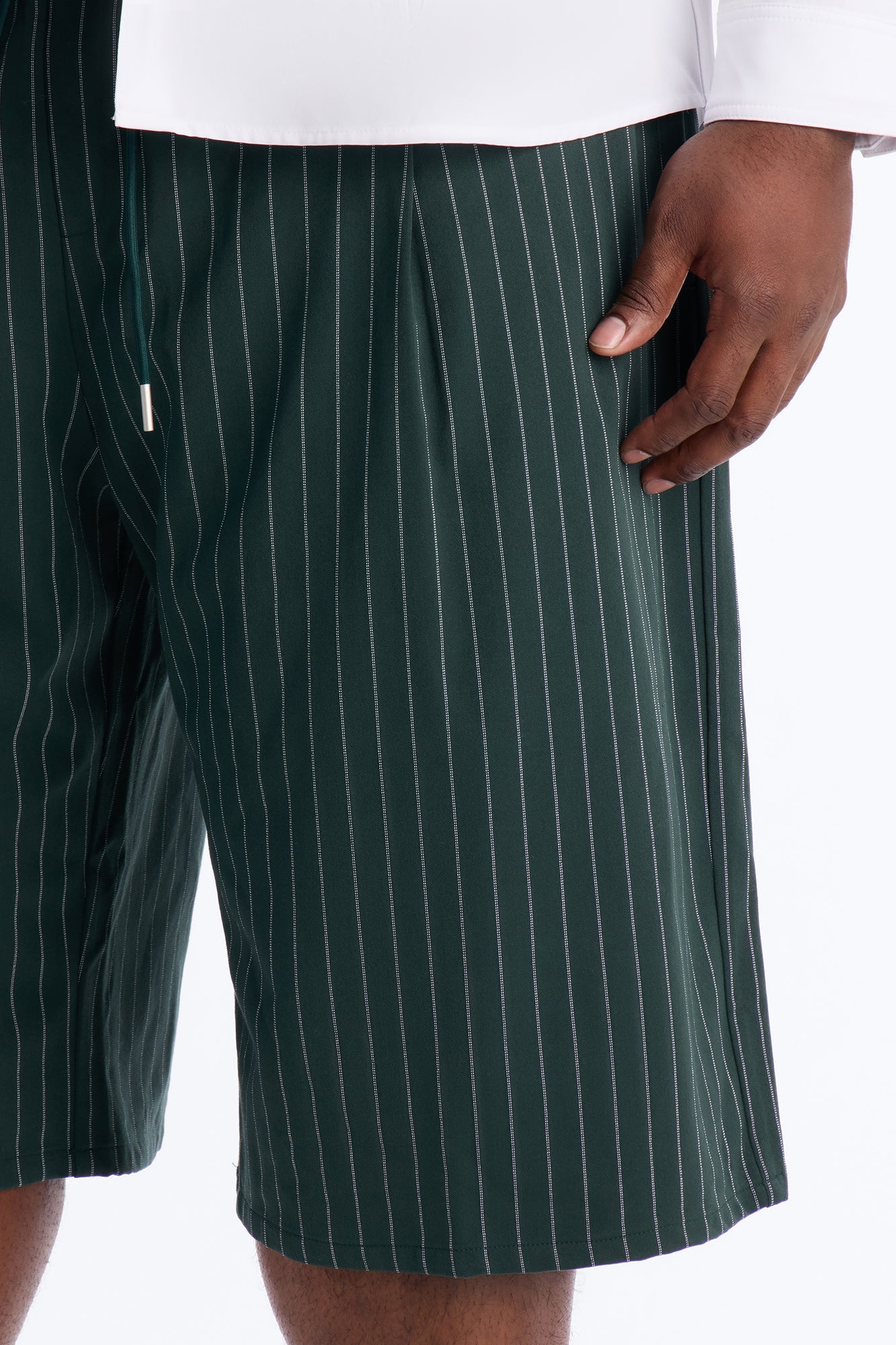 Baggy Straight Striped Soho Refined Short - Hunter Green