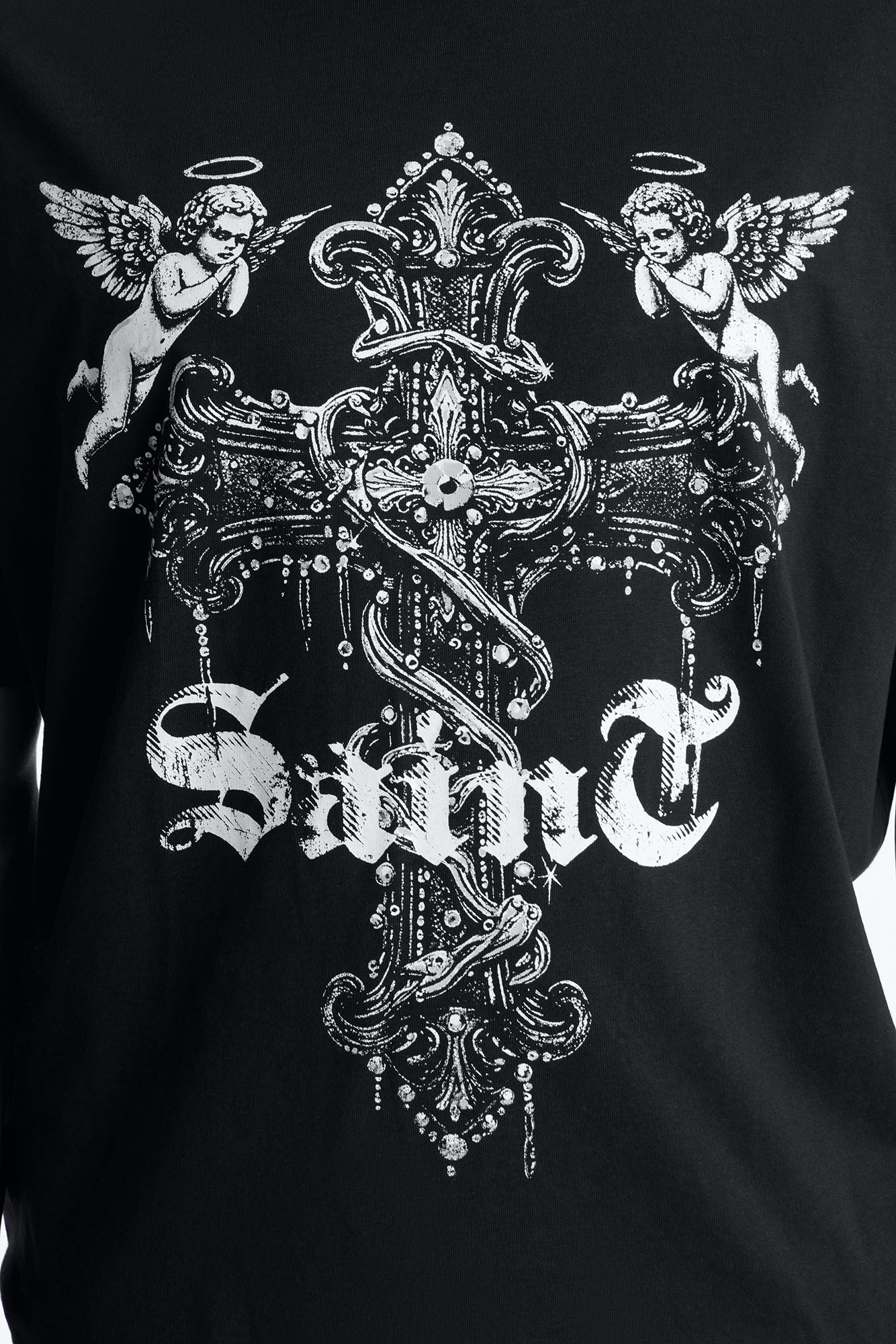 Saints Protect Me Oversized Short Sleeve Tee - Black