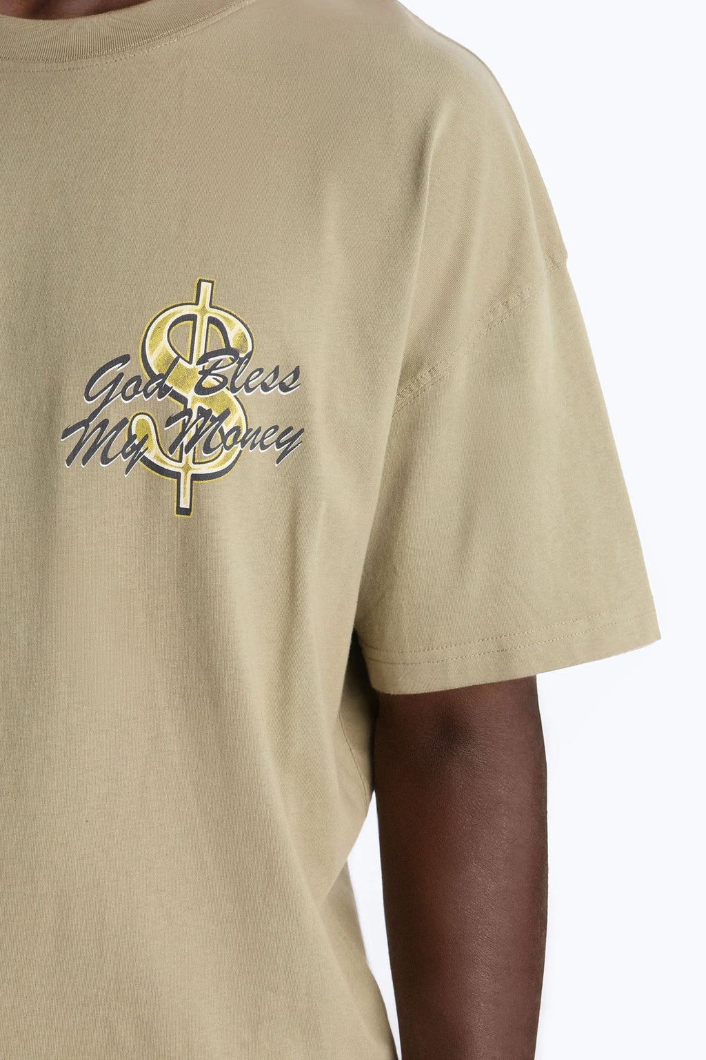 God Bless My Money Oversized Short Sleeve Tee - Olive