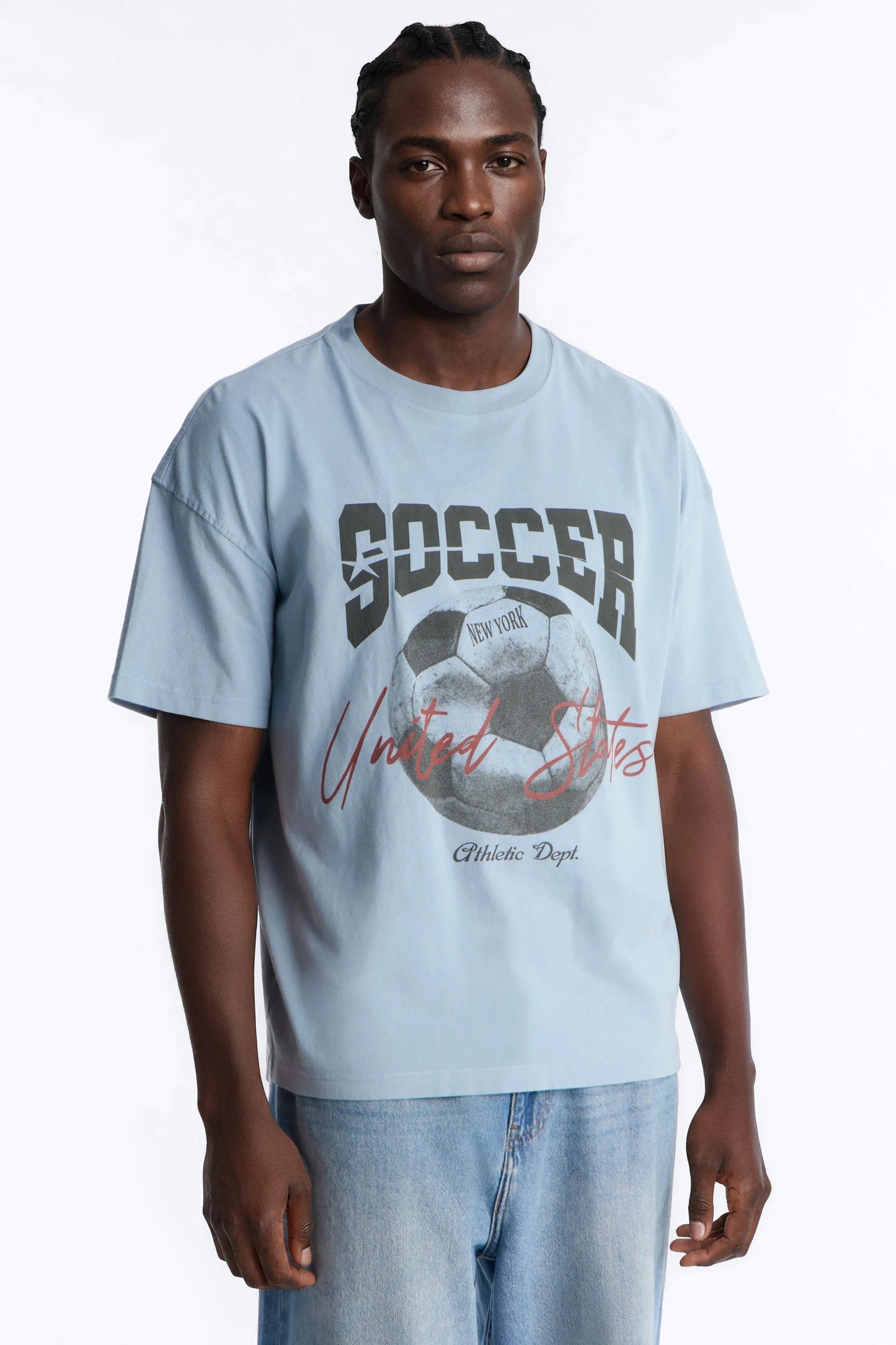 Soccer USA Oversized Short Sleeve Tee - Light Blue