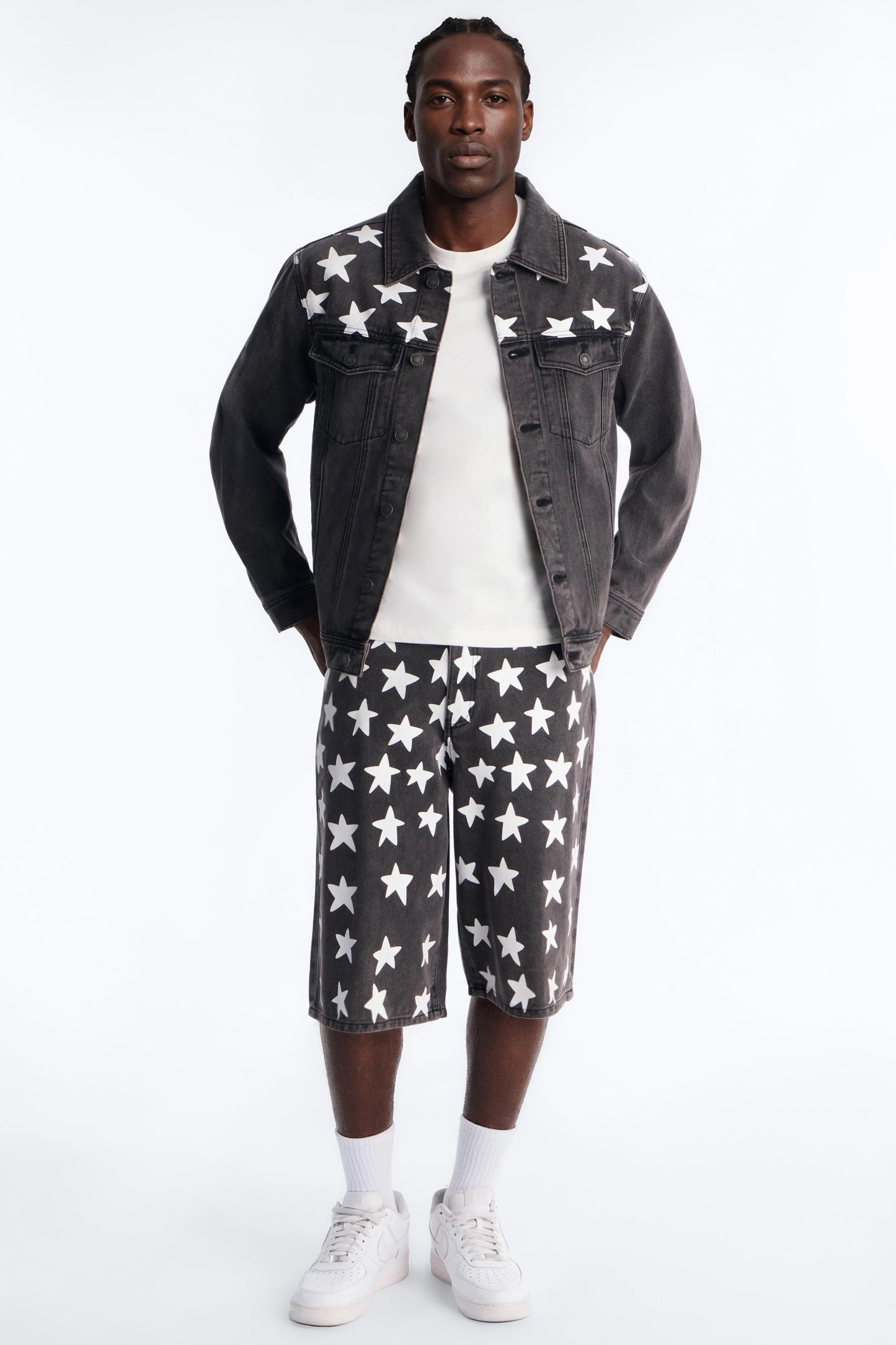 Baggy Star Spangled Denim Short - Black Wash