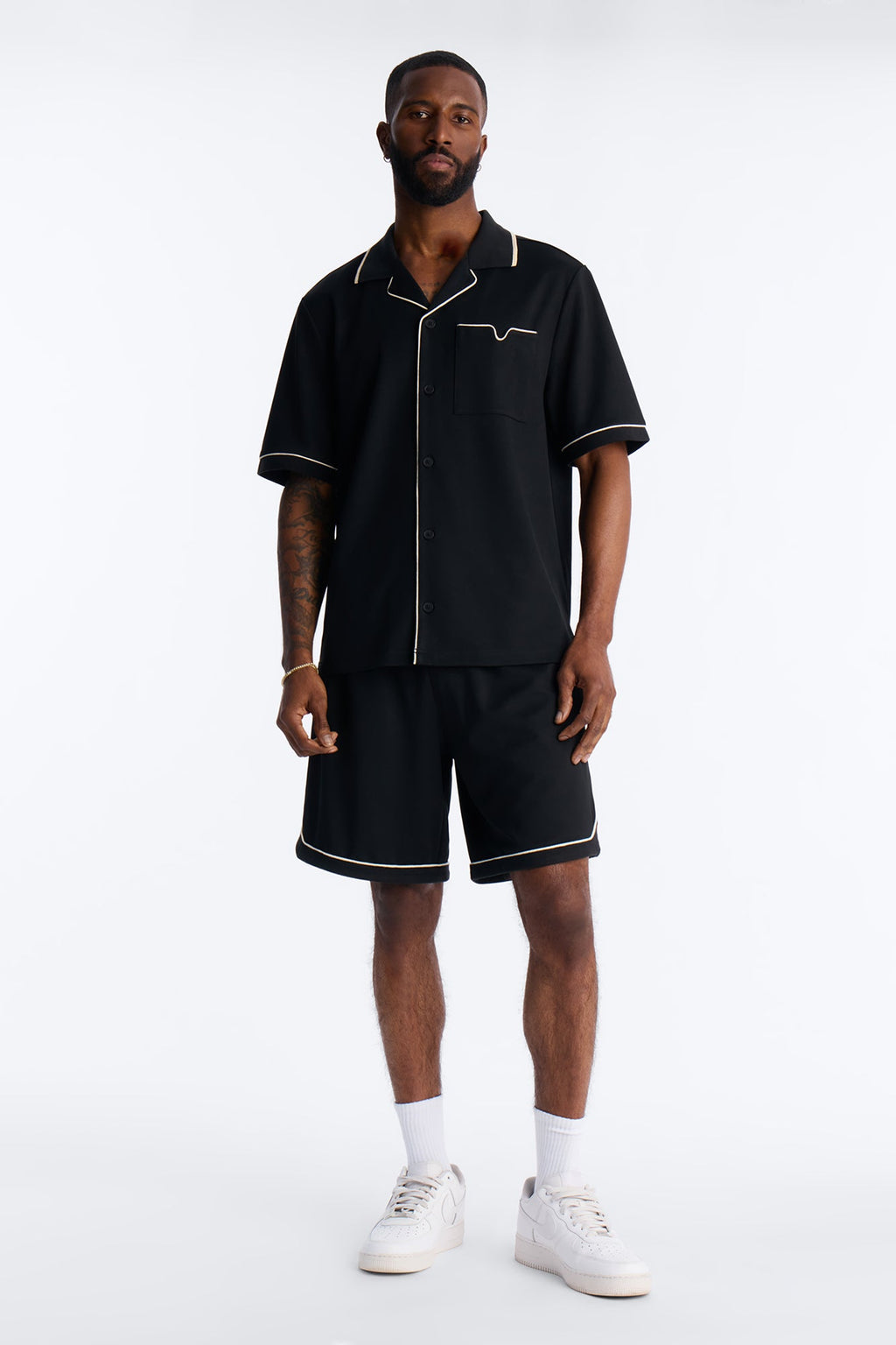 Noir Cuban Collar Shirt - Black