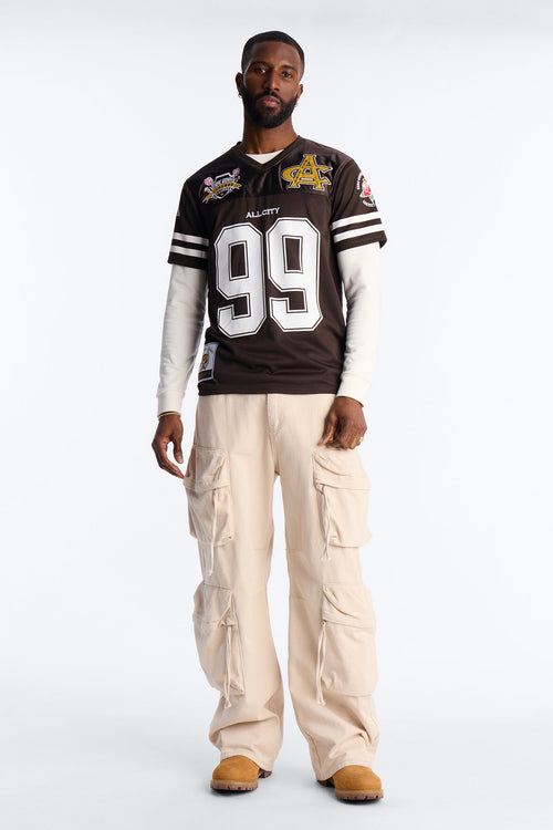 All City 99 Patch Football Mesh Jersey - Brown