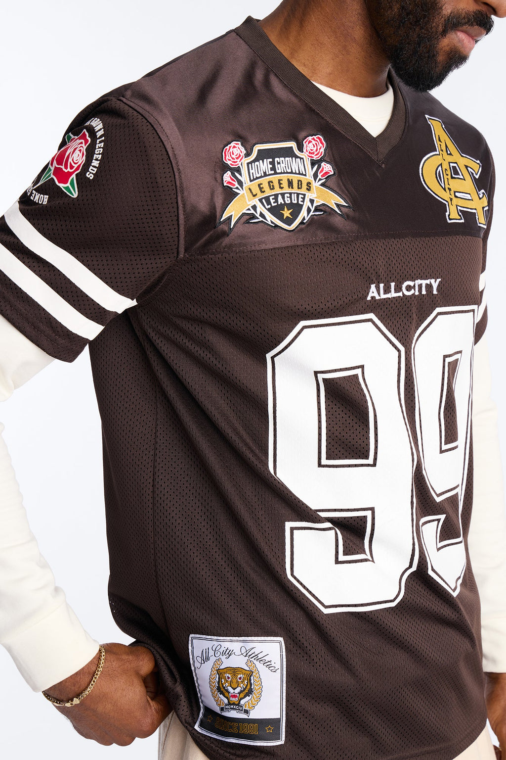 All City 99 Patch Football Mesh Jersey - Brown