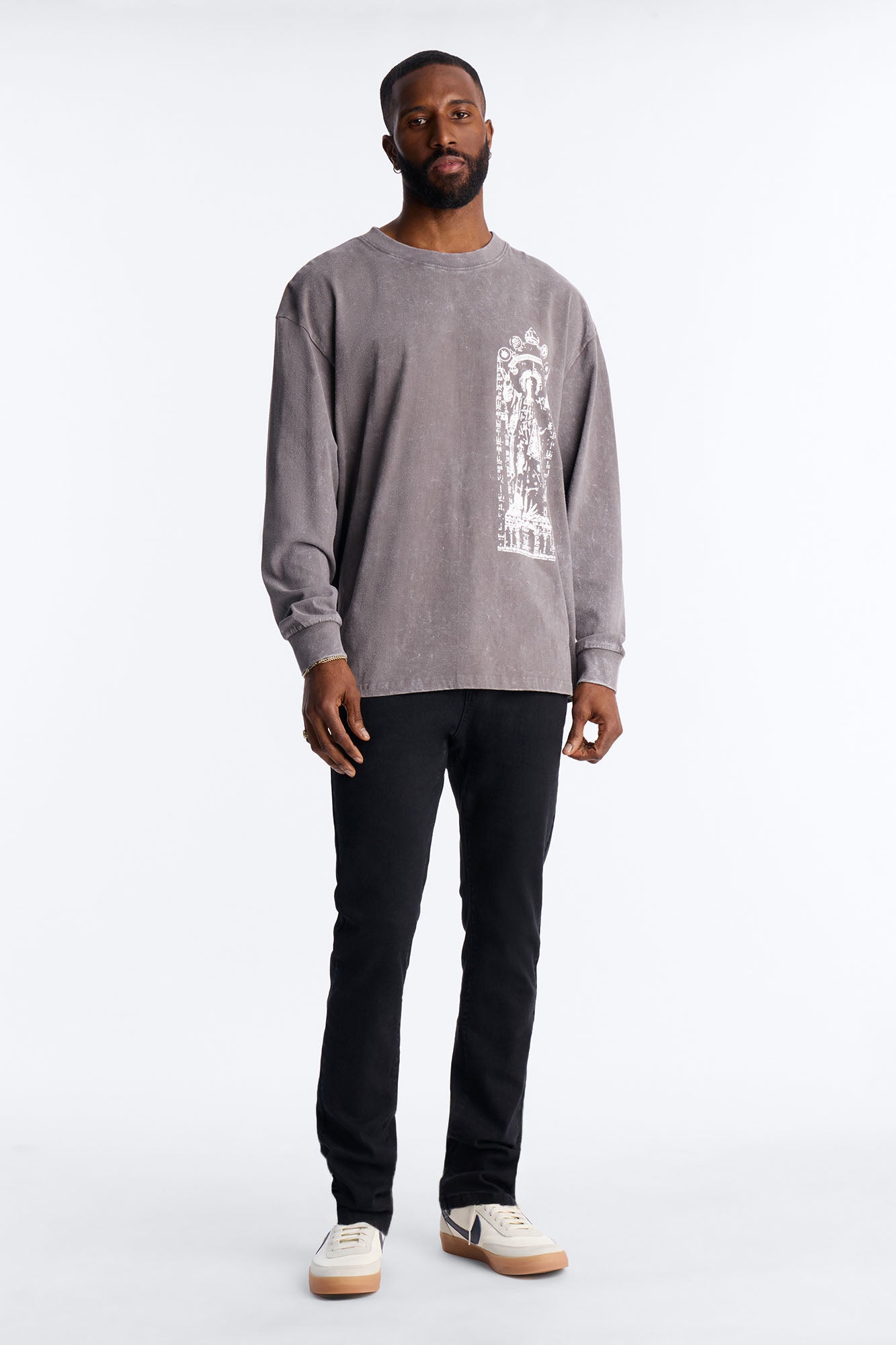 Divine Messenger Long Sleeve Tee - Charcoal