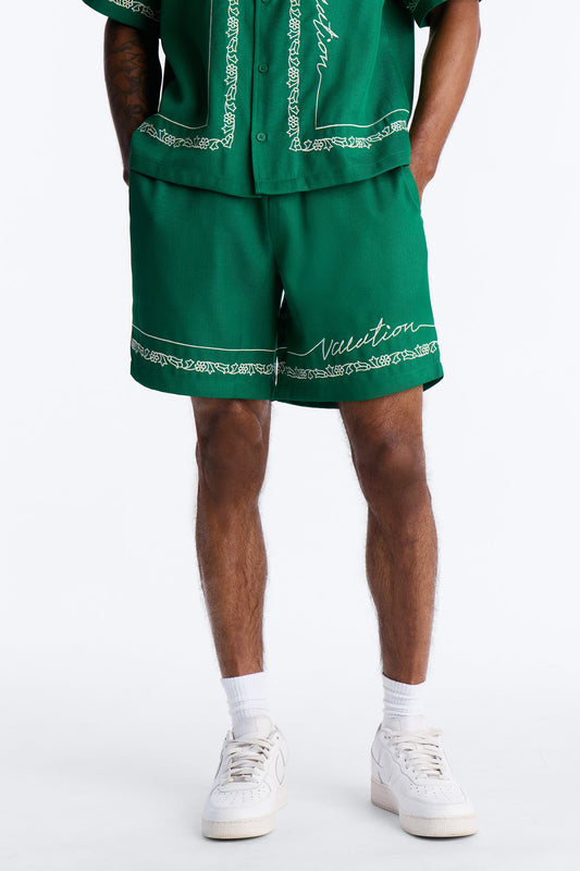 Relaxed Kingston Embroidered Short - Green