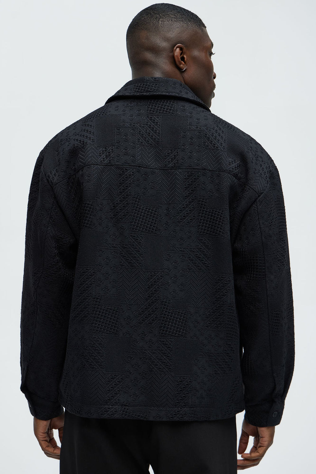 Meknes Jacquard Pattern Jacket - Black