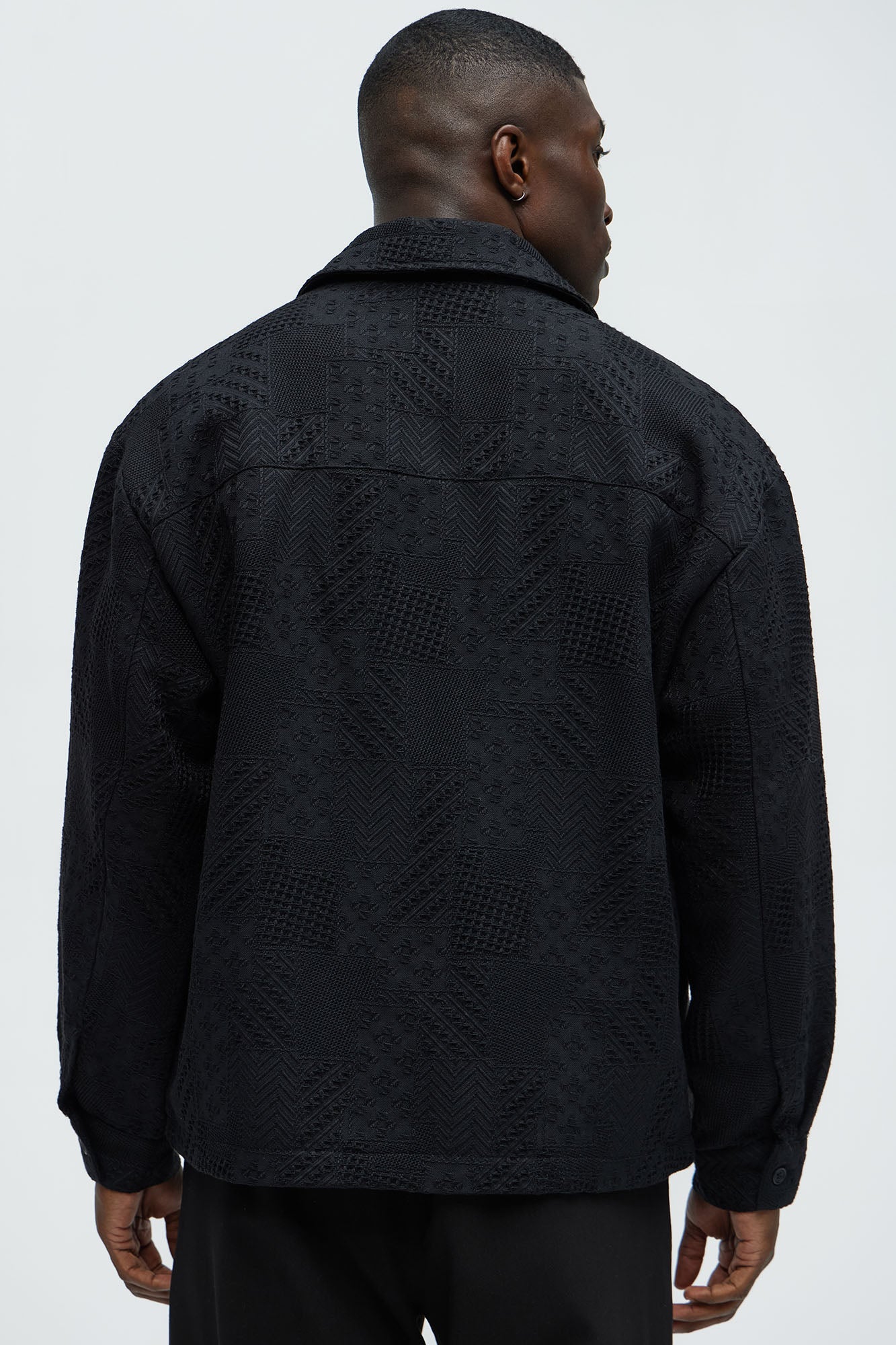 Meknes Jacquard Pattern Jacket - Black