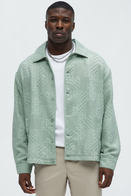 Meknes Jacquard Pattern Jacket - Sage
