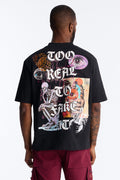 Too Real Embroidery Short Sleeve Tee - Black