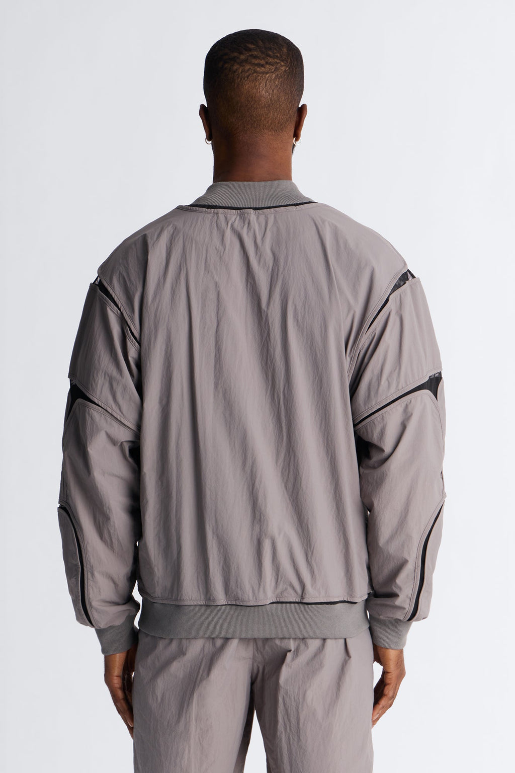 Courtside Mesh Paneled Bomber Jacket - Charcoal