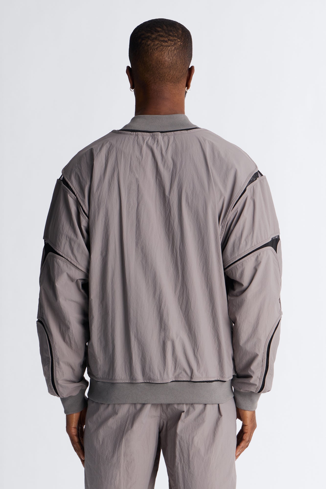 Courtside Mesh Paneled Bomber Jacket - Charcoal