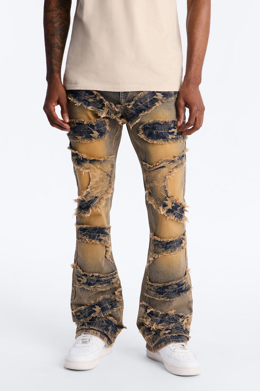 Stacked Skinny Flare With Tapestry Hit Jean - Vintage Wash
