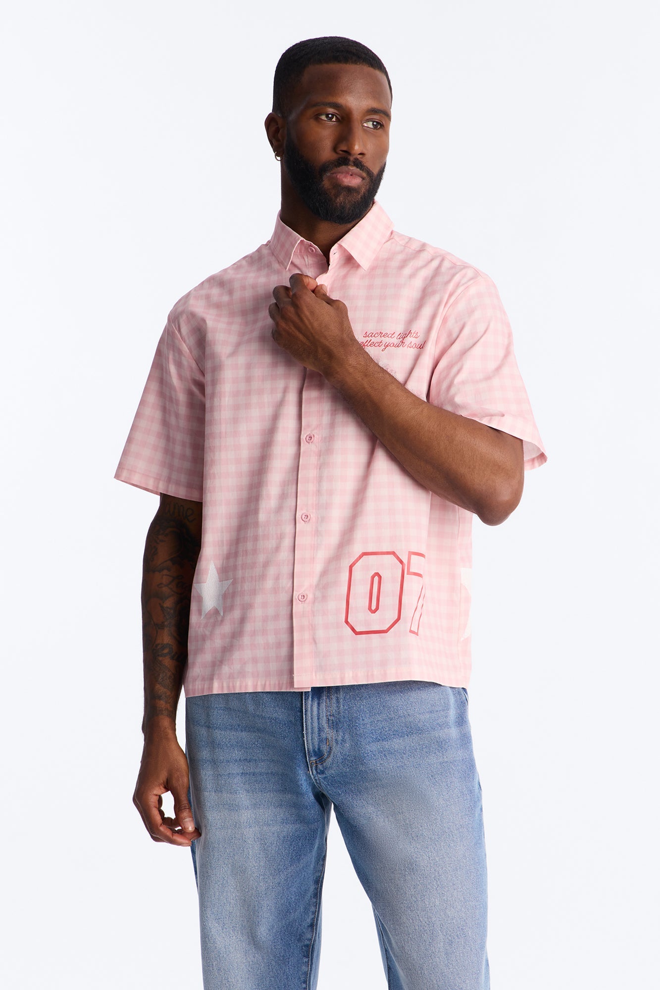 Sacred Star Reflection 07 Button Up Shirt - Pink