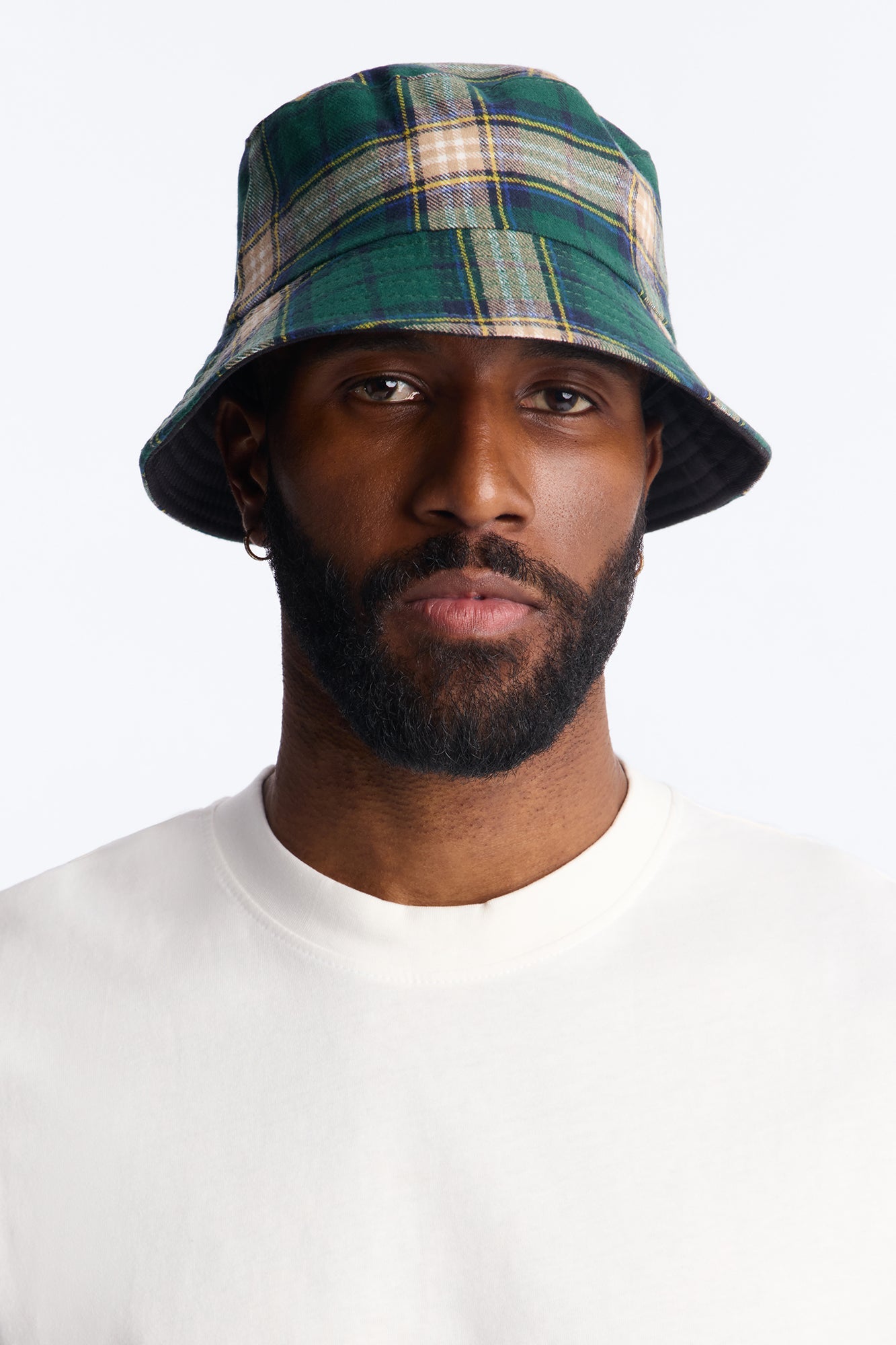 Classic Reversible Flannel Bucket Hat - Green/combo