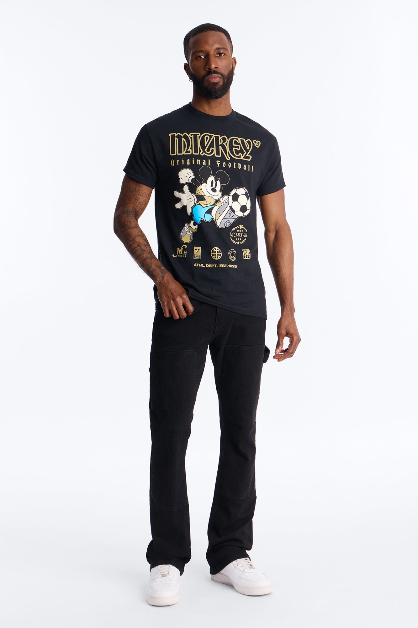 Disney Mickey Original Football Short Sleeve Tee - Black