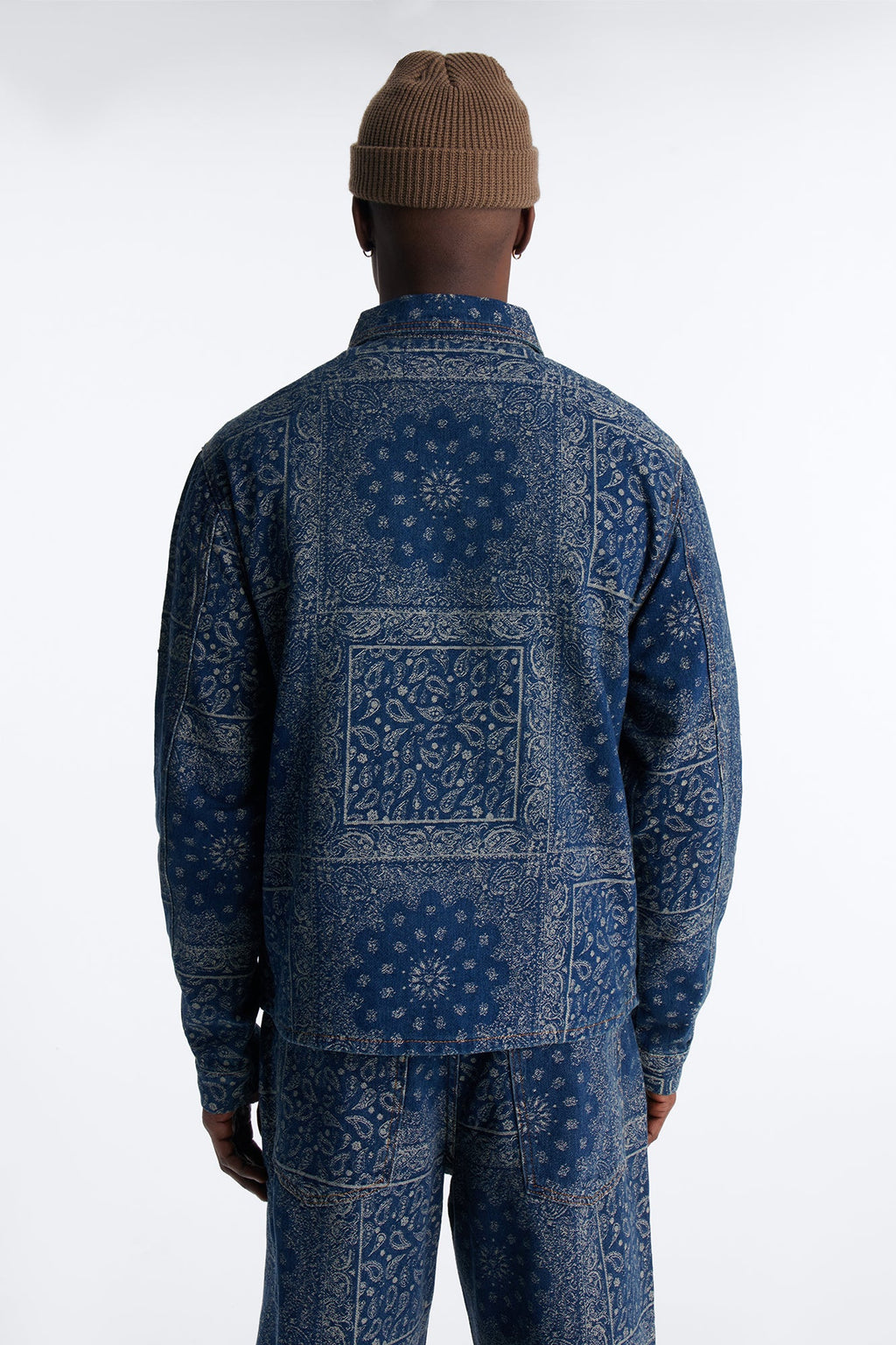 Cropped Street Paisley Denim Work Jacket - Dark Wash