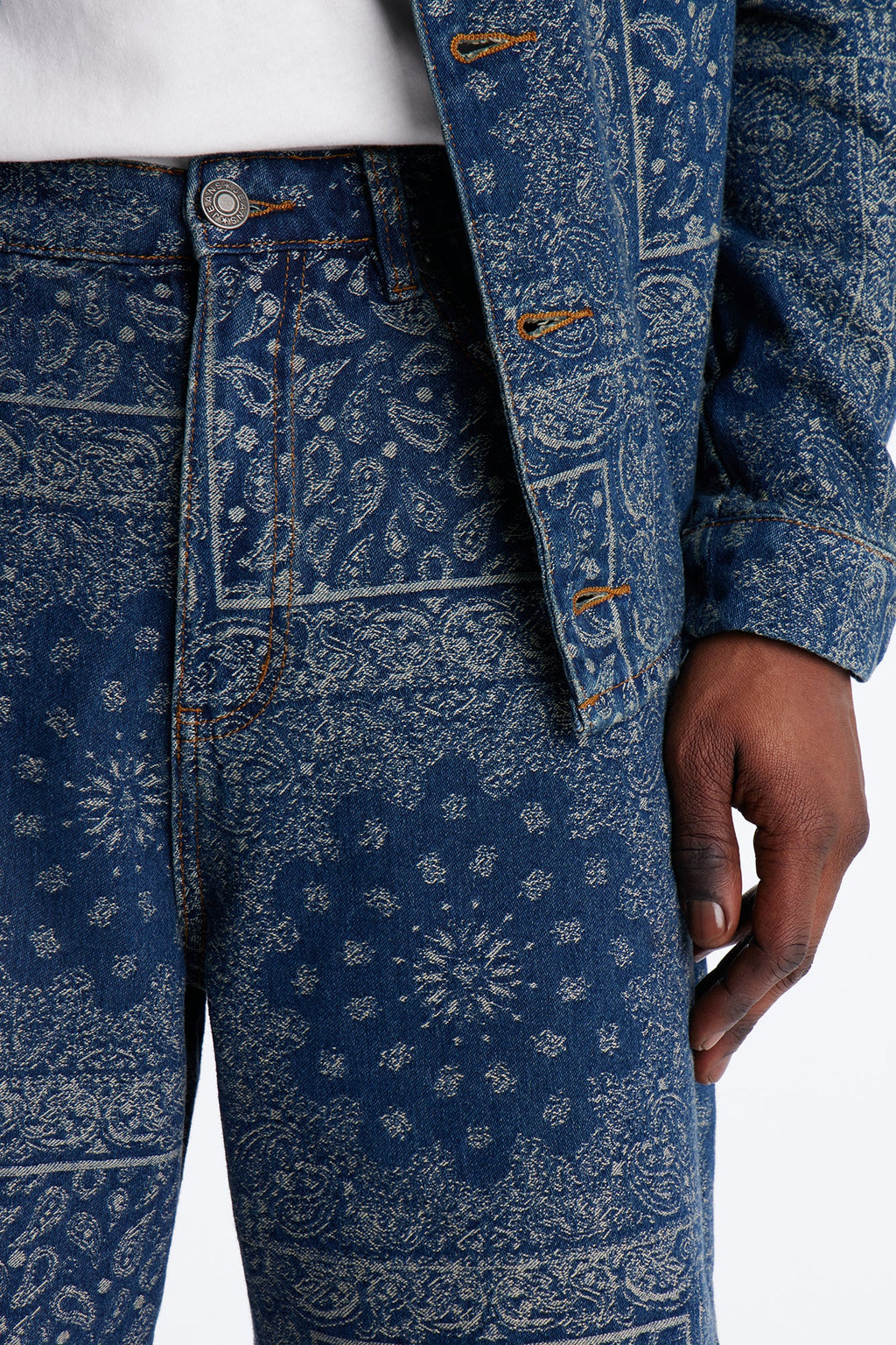 Baggy Street Paisley Denim Short - Dark Wash