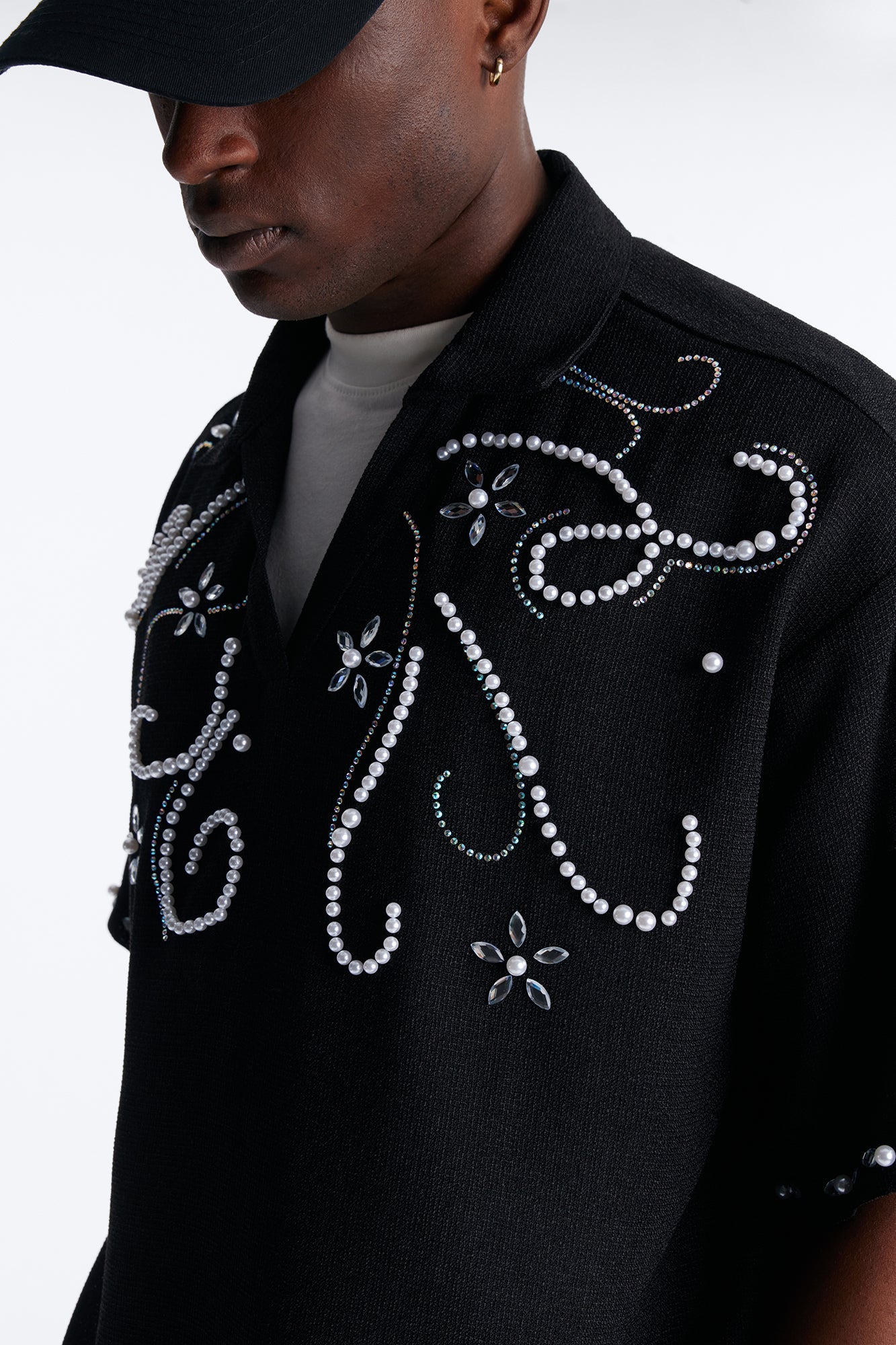 Wanderlust Pearl Journey Johnny Collar Polo - Black