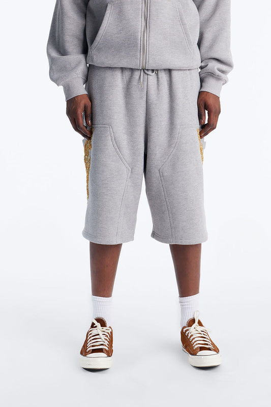 Baggy Rogue Sequin Applique Sweatshort - Grey
