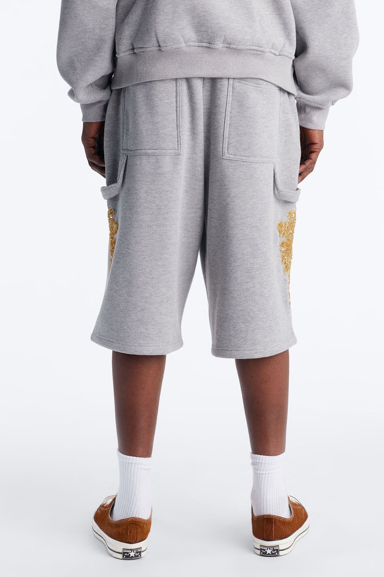 Baggy Rogue Sequin Applique Sweatshort - Grey