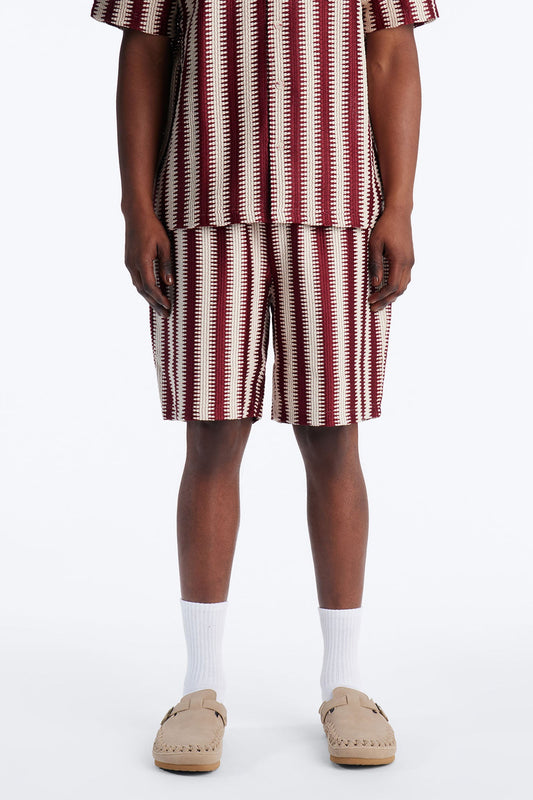 Summit Striped Relaxed Shorts - Burgundy