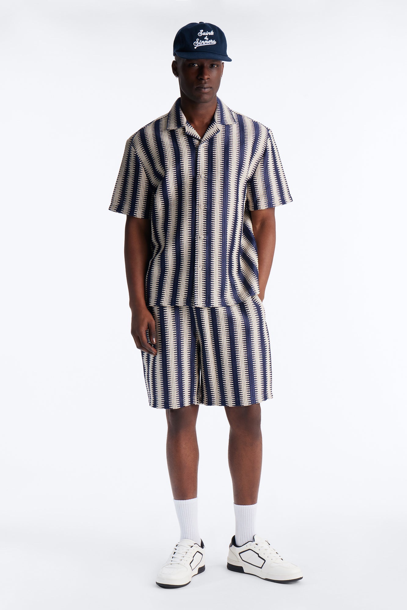 Summit Striped Relaxed Shorts - Navy