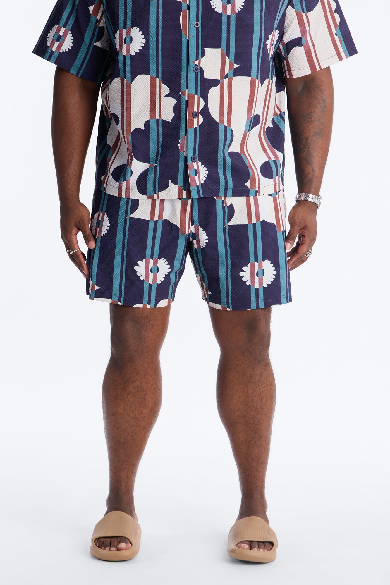 Metroflora Seersucker Swim Trunk 6″ - Multi Color