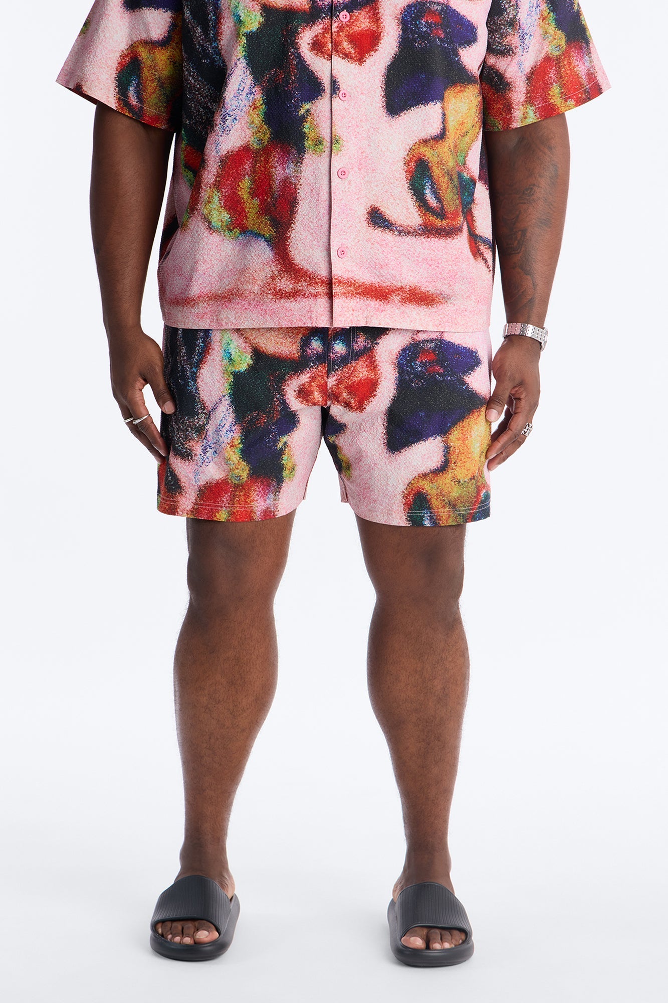 Euphoric Blur Seersucker Swim Trunk 6″ - Multi Color