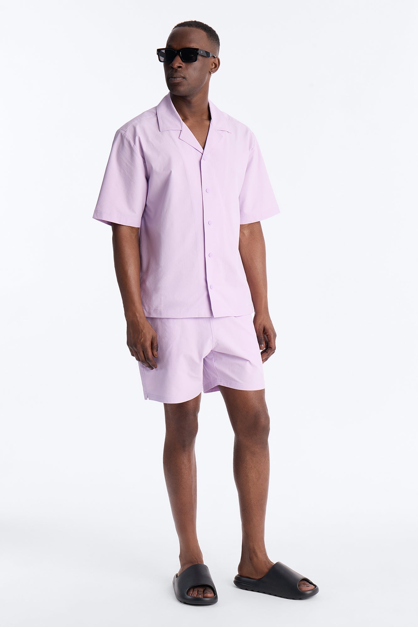 Seersucker Swim Trunk 6″ - Lavender