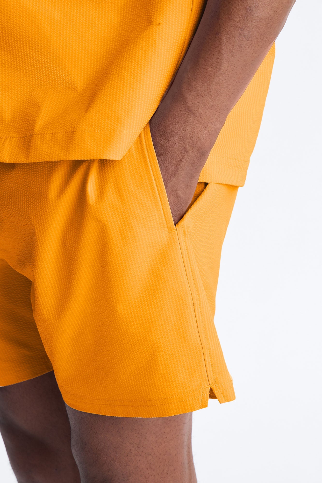 Seersucker Swim Trunk 6″ - Orange