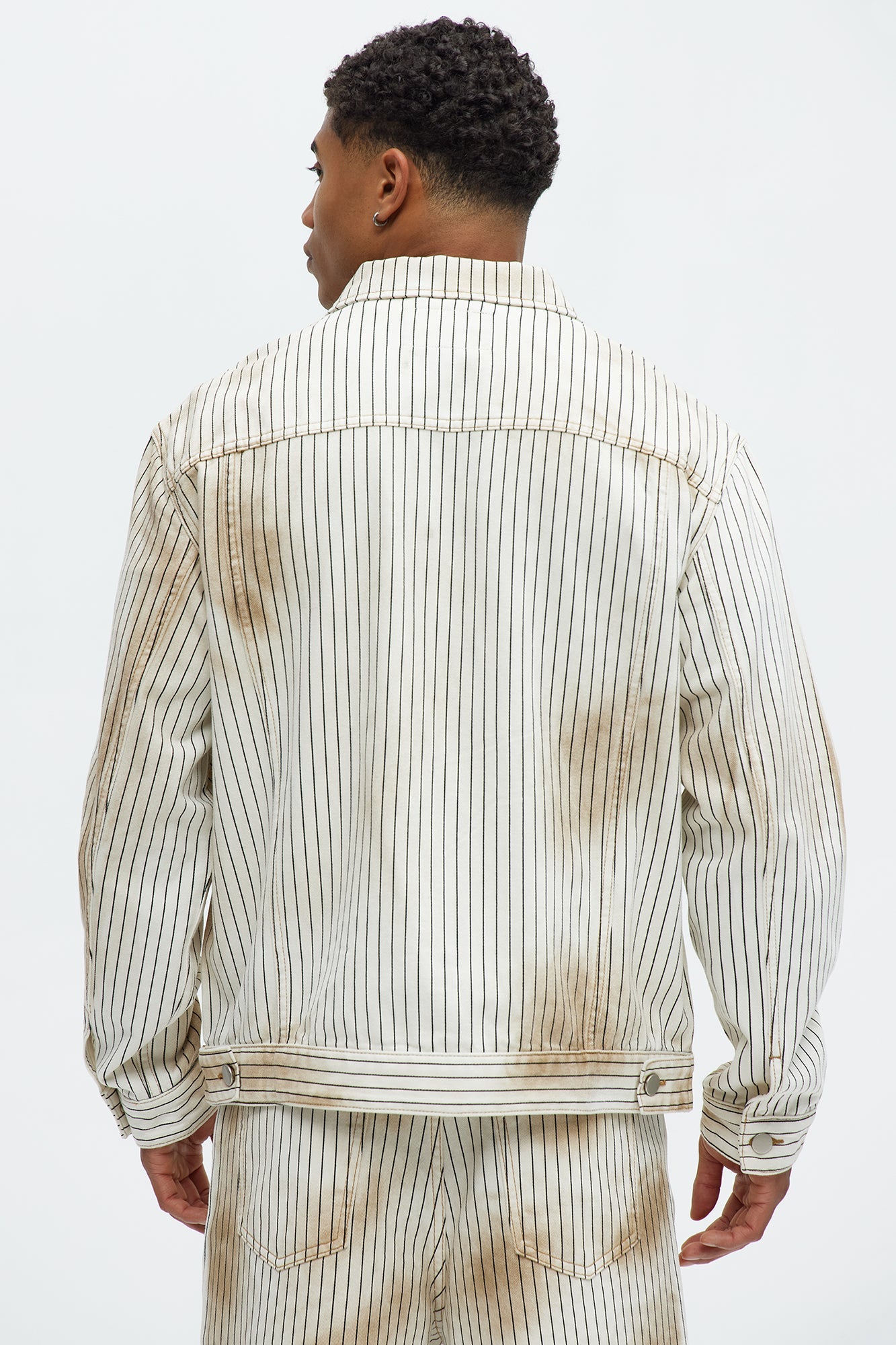 Byron Striped Vintage Trucker Jacket - Cream/combo