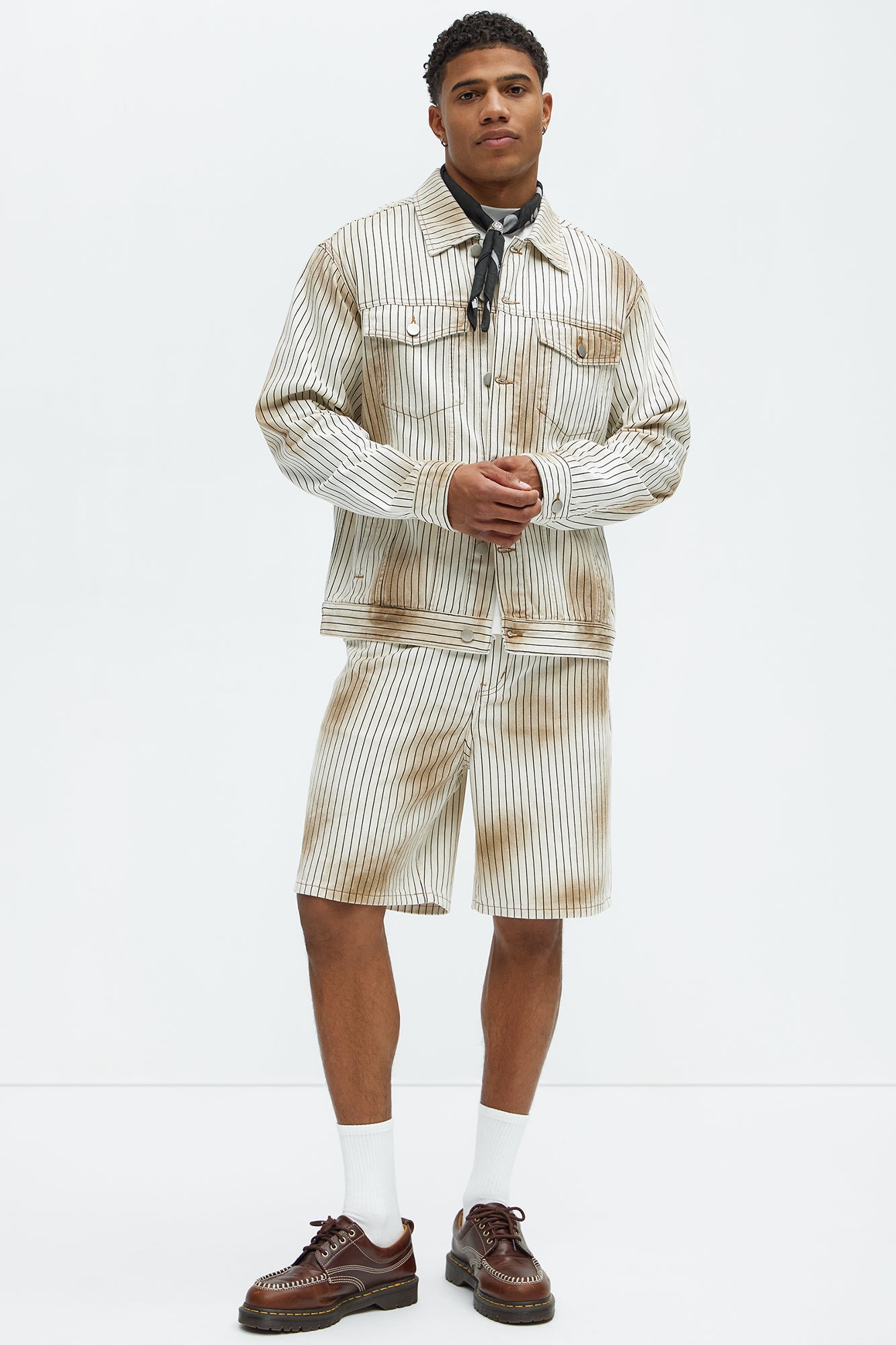 Byron Striped Relaxed Shorts - Cream/combo