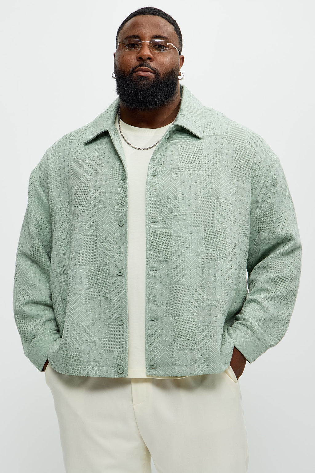 Meknes Jacquard Pattern Jacket - Sage