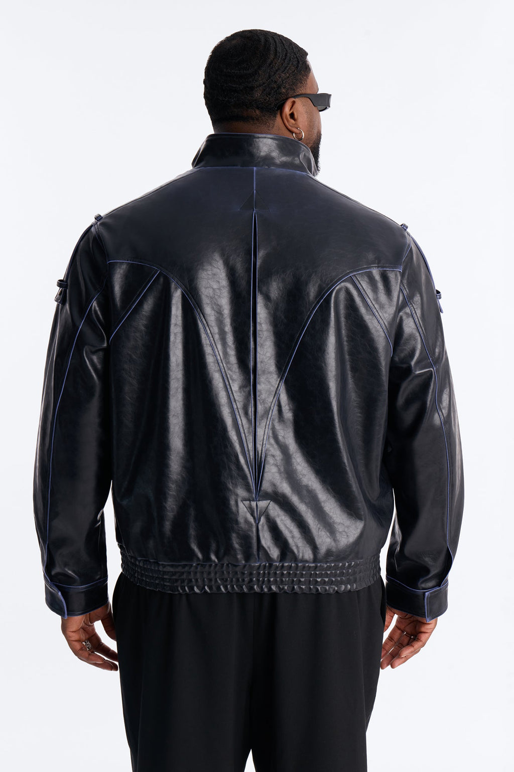 Pressure Reactive Faux Leather Moto Jacket - Black