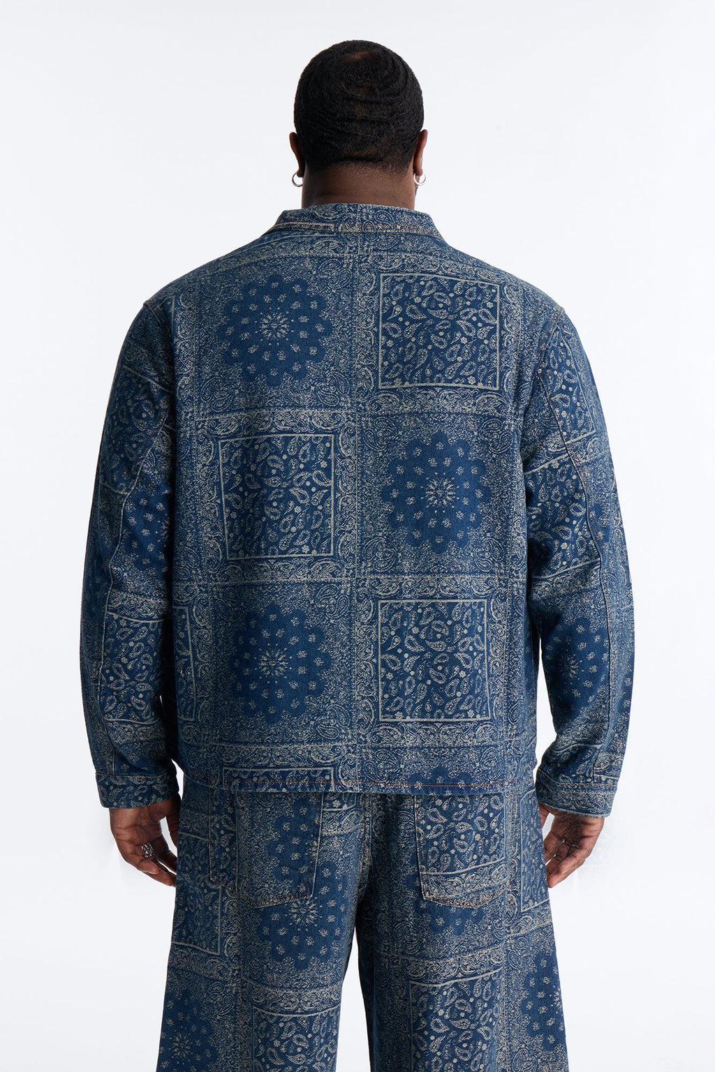Cropped Street Paisley Denim Work Jacket - Dark Wash