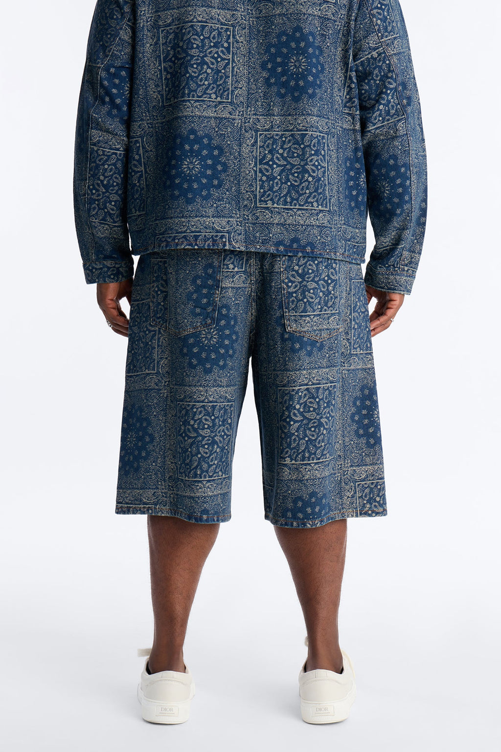 Baggy Street Paisley Denim Short - Dark Wash