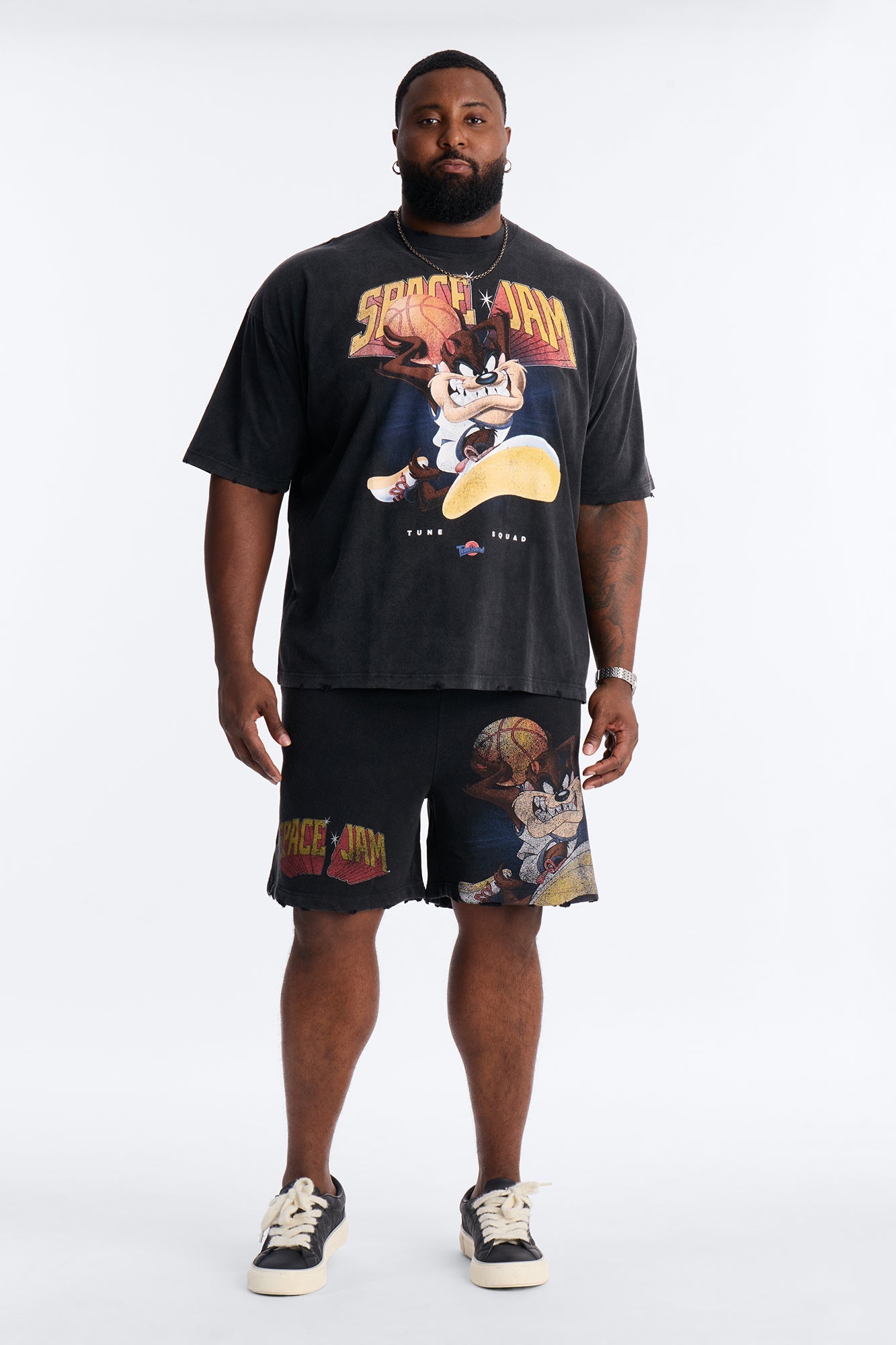 Space Jam Tune Squad Distressed Sweat Shorts - Black