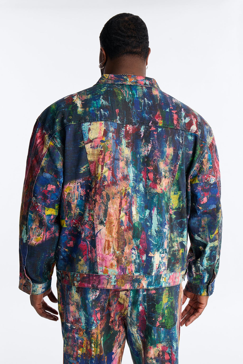 Cropped On The Gogh Painted Wide Work Jacket - Multi Color
