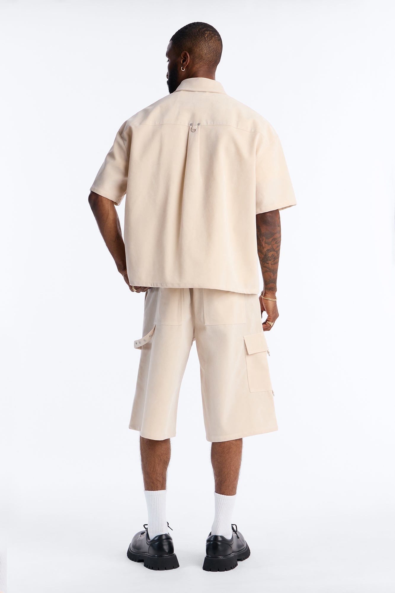 Baggy Freedom Ranch Faux Suede Utility Short - Stone
