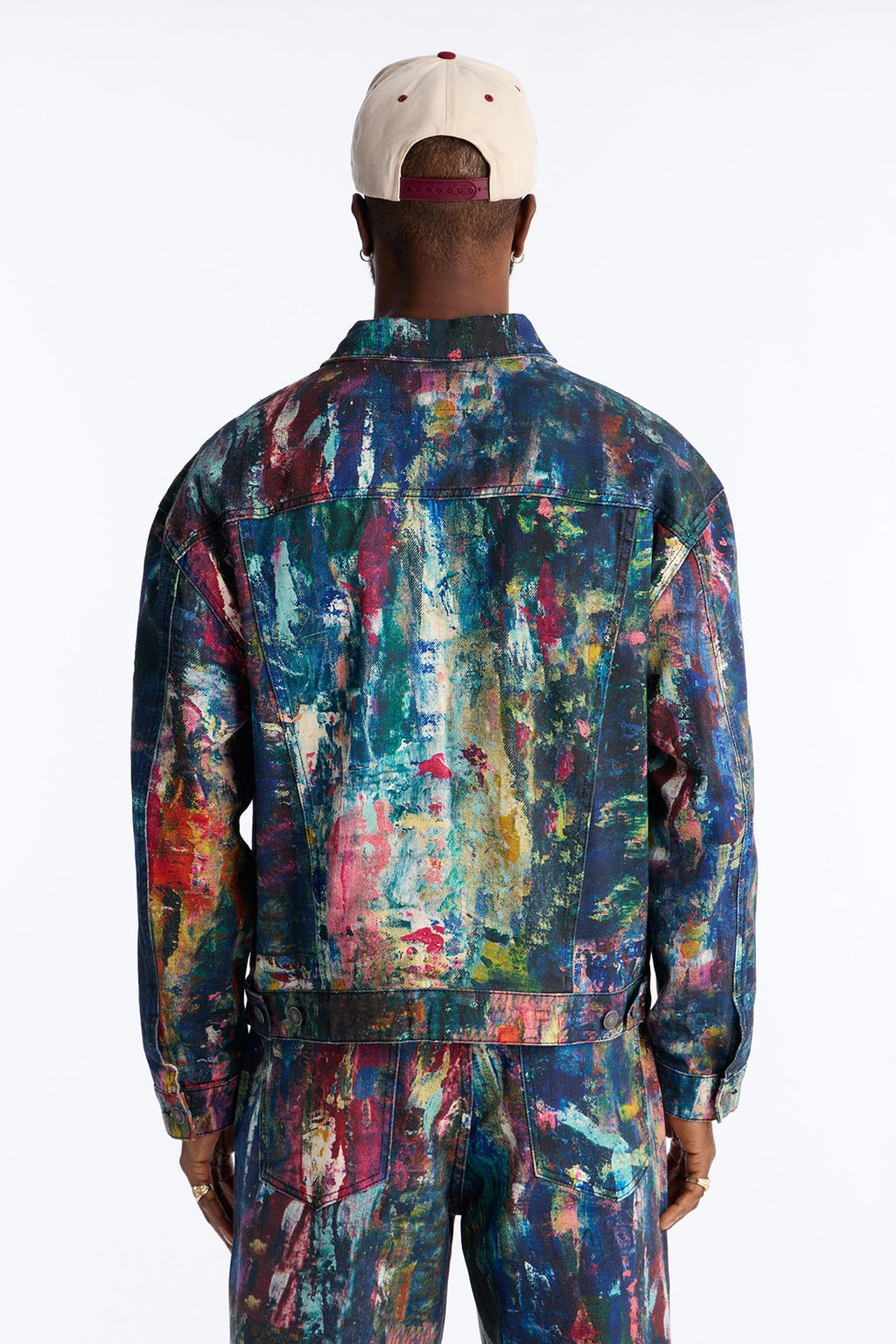 Cropped On The Gogh Painted Wide Work Jacket - Multi Color