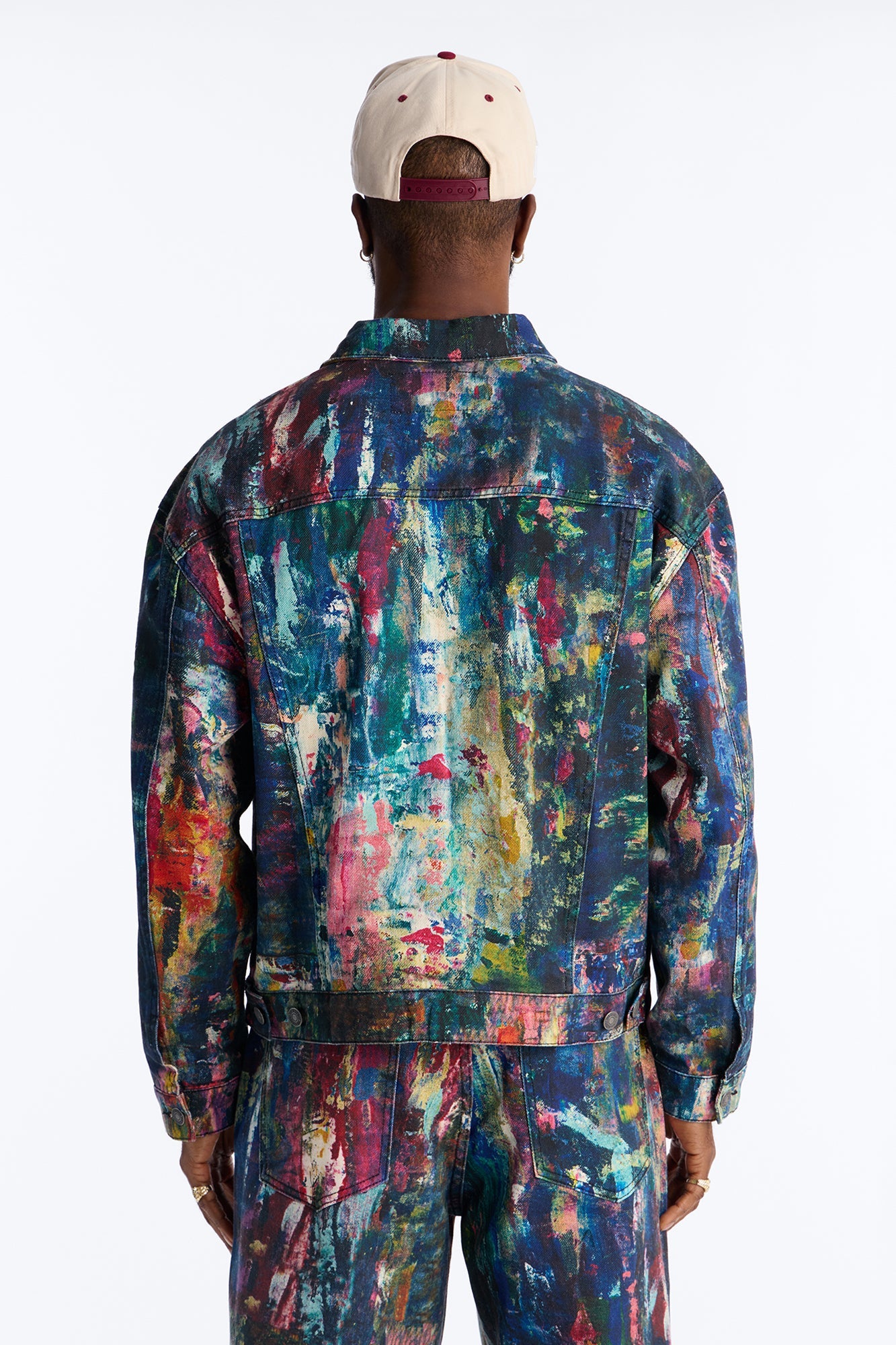 Cropped On The Gogh Painted Wide Work Jacket - Multi Color
