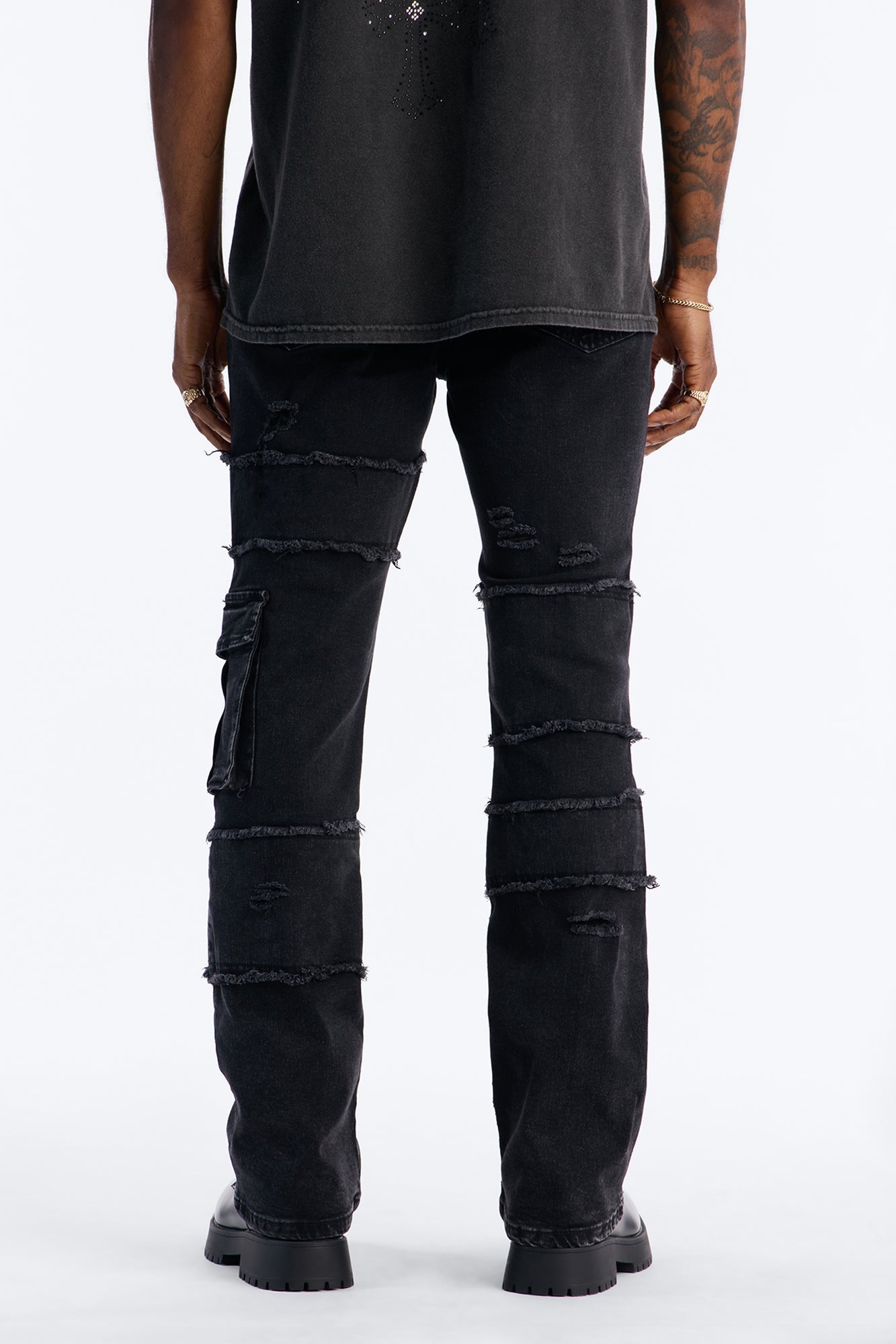 Urban Armor Skinny Stacked Flare Jeans - Black Wash