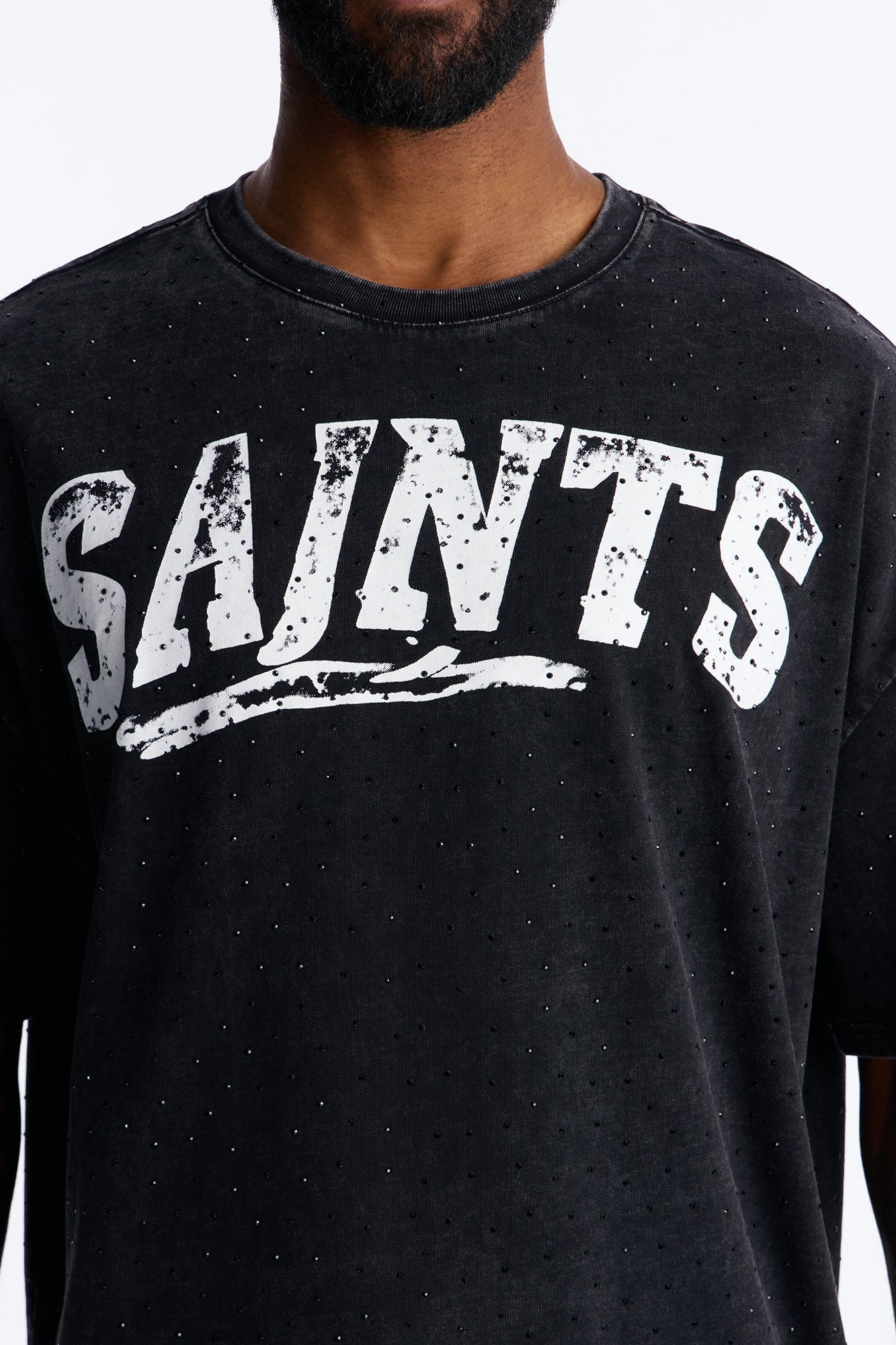 Saints Rhinestone Premium Short Sleeve Tee - Black