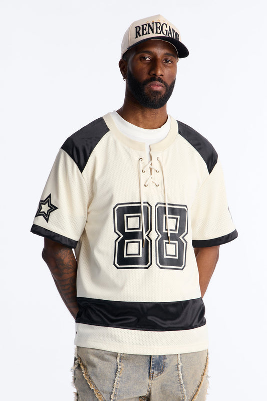 Relaxed Good Times Retro Varsity Jersey - Cream