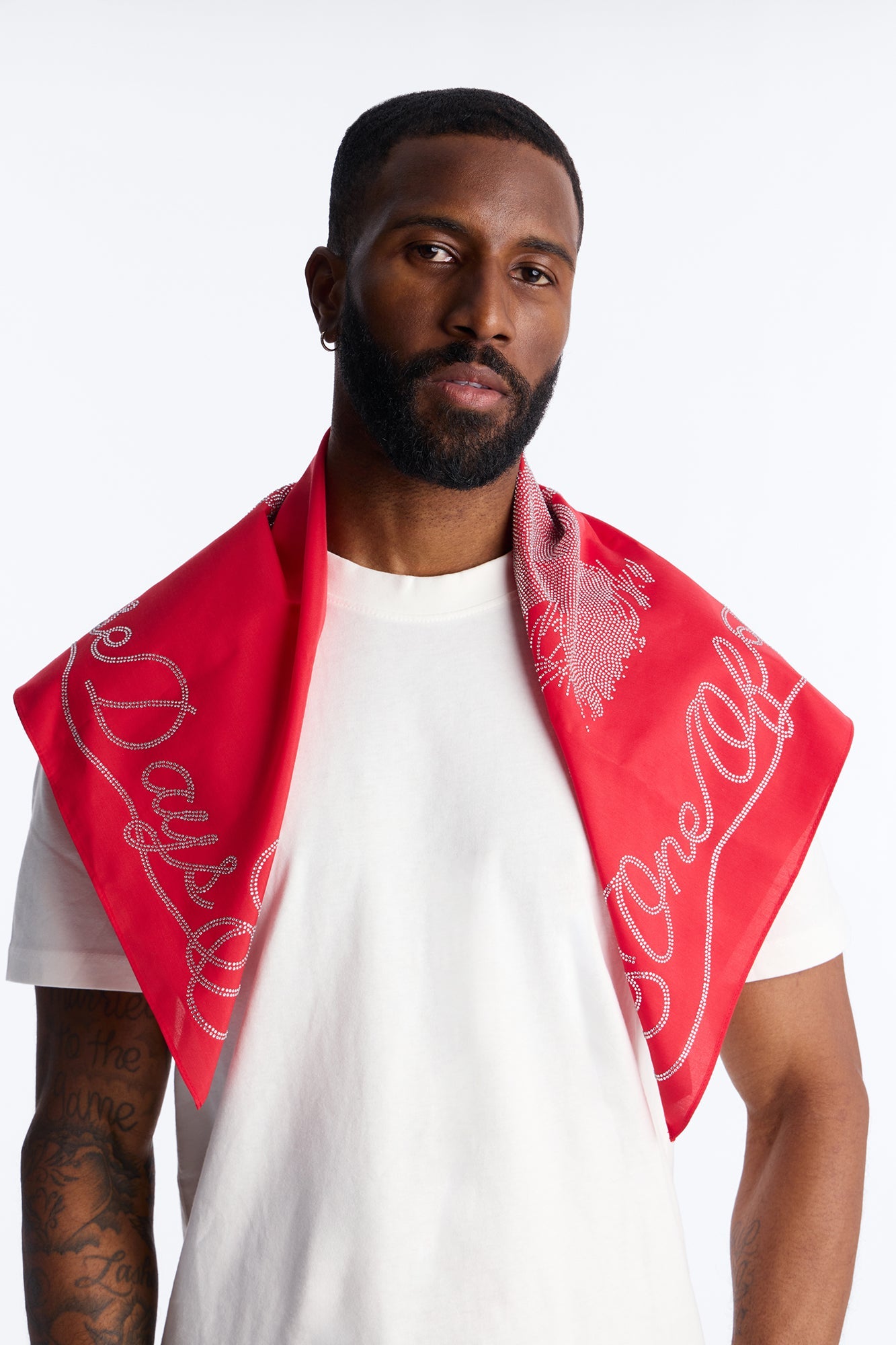 Western Rhinestone Embellished Bandana - Red