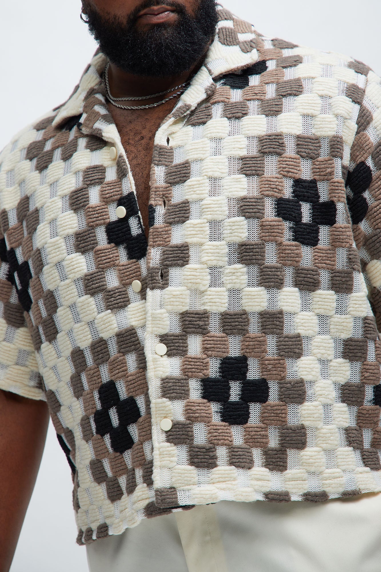 Gaston Jacquard Cropped Shirt - Brown/combo